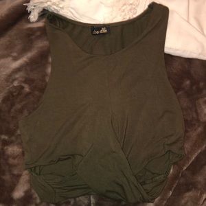 Olive green crop top with slits